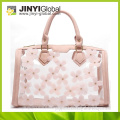 2016 spring Printing flower pvc handbags ,Hand woven bag,Beautiful plastic tote bag,
